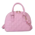Bolso de mano rosa acolchado tipo concha con correa ajustable desmontable mujer - Rosa
