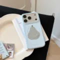 Vue détaillée de la coque bleu clair avec motif de poire et compatibilité Magsafe - Poire Vert Menthe Magnétique / 17promax