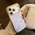 Close-up of shiny butterfly oil painting phone case for iPhone series with glitter finish - Silver Edge Sandstone Purple Butterfly / For Huawei P80