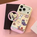 Niedliche iPhone-Hülle mit passendem herzförmigem Katzen-Ringhalter-Detail - Bunter Zoo Mit Rosa Katzen Herzständer