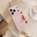 Coque MagSafe rose avec lunette de caméra bleue contrastée et finition mate douce. - Rose Goyave (Cadre d'Objectif Bleu) / iPhone 17 Pro Max