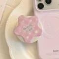 Support de téléphone en étoile avec motif écossais rose pour iPhone, style coréen - Support Unique / Support Télescopique Magnétique Étoile / Carreaux Rose Baie