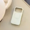 Coque iPhone vert menthe à pois gaufrés avec anneau magnétique MagSafe - iPhone 17 Pro Max / Vert Mince (Point Jaune Sable [Coque Unique])