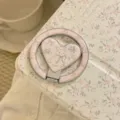 Kawaii pink heart shaped phone ring holder featuring a cute rabbit with bow design - Sweet Purple Rabbit (Heart Magnetic Stand) / Single Stand / Guava Pink