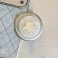 Support de téléphone rond avec étoile en nacre sur coque à carreaux bleus - Support Unique / Argent Miroir avec Étoile en Nacre Blanche (Support Magnétique)