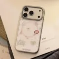 Coque iPhone dessin animé avec cadre argenté galvanisé et design artistique gribouillis - Bord Argenté Magnétique Poupée / 17promax