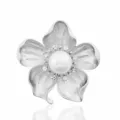 Elegant vintage style silver flower brooch with central pearl and sparkling rhinestones - Matte Silver