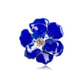 Elegant royal blue rose flower brooch pin for bridal wedding with sparkling crystals - Blue