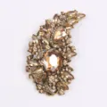 Broche vintage de cristal y diamantes con piedras ámbar champán en metal dorado - Champán