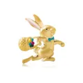 Niedliche goldene Osterhasen Brosche mit Ostereier Korb - Herr Kaninchen