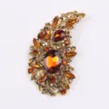 Broche vintage de cristal ámbar con adornos de diamantes de imitación en base dorada - Ámbar