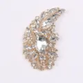 Elegante broche vintage de cristal y diamantes de imitación con acabado dorado - Oro Antiguo Transparente