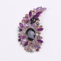 Broche vintage de cachemira con cristaux púrpuras y pedrería en tono plata - Púrpura