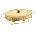 Scaldavivande ovale in vetro dorato per buffet con supporto in metallo per ristoranti. - 3.0L Ovale Oro