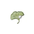 Elegante broche de hoja de ginkgo verde con perla blanca para ropa de mujer moda - Estilo Hoja de Ginkgo (LX-9474) / Verde