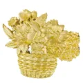 Elegant matte golden flower basket brooch with intricate floral and leaf details - Flower Cluster - Gold
