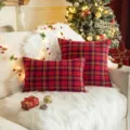 Red plaid Christmas pillow covers in vintage style for festive holiday sofa decor - 30x50cm (Cover Only) / Red Yellow Plaid