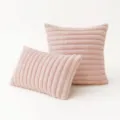 Soft pink ribbed plush pillowcases in square and rectangular shapes for sofa decor - No Insert / 30*50cm / Pink