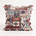 Bohemian vintage style patchwork pillowcase with decorative colorful tassels for home decor - Moroccan Style / 45x45cm