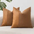 Franse retro kussenhoes van hoogwaardig kunstleer en bouclé in bruin - Bruin / 45*45cm Zonder Kern