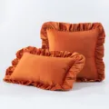 Elegante orangefarbene Samt-Kissenbezüge mit Rüschenkanten für Sofa und Deko - 30*50cm (Ohne Füllung) / Orange
