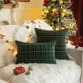 Retro American green and red plaid Christmas cushion covers for festive sofa decor - Green Yellow Plaid / 30*50cm Without Core
