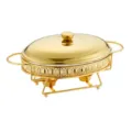 Scaldavivande ovale dorato in vetro per buffet set con supporto in metallo e coperchio - 2.0L Forma d'Uovo Oro