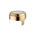 Golden stainless steel chafing dish buffet server with transparent glass lid for hotels - Round High Leg / Alcohol Heating / Gold