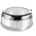 Professional round stainless steel hydraulic chafing dish with glass lid for buffet server - Round Low Leg / Electric Heating / Silver