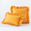 Weiche ingwergelbe Samt-Kissenbezüge mit elegantem Rüschenrand für Sofadekor - 30*50cm (Ohne Füllung) / Orange & Gelb