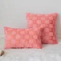 Soft pink plush pillow covers with textured floral patterns, square and rectangular - Coral