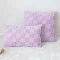 Premium soft purple plush pillowcase with yellow floral pattern for home sofa decor - Light Purple