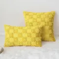 Minimalist luxury yellow plush cushion covers with 3D floral pattern for home decor - Mustard Yellow