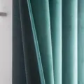 Πολυτελής κουρτίνα συσκότισης από βελούδο σε χρώμα γαλαζοπράσινο για το σαλόνι - Στυλ Γάντζου / 132x160cm 1 Τεμάχιο / Κυανοπράσινο