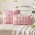 Pink plush cushion cover featuring sweet embroidered bow patterns for cozy sofa decor - 45*45cm Without Core / Pink Bowknot