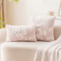 Elegant pink velvet pillowcases with white floral embroidery for home sofa decor, soft finish - Pillowcase (Without Core) / 30x50cm / Pink Plum Blossom