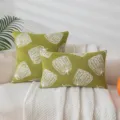 Elegant green chenille throw pillow cover with white pumpkin patterns for sofa decor - 45*45cm Without Core / Green
