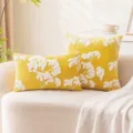 Yellow velvet pillow cover with white floral embroidery for sofa decoration - Pillowcase (Without Core) / 30x50cm / Yellow Plum Blossom