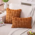 Hochwertiger brauner Plüsch-Kissenbezug mit 3D-Karottenmuster für Sofa und Bett - 30*50cm Ohne Kern / Karotte / Dunkles Karamell