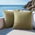 Waterproof olive green outdoor pillowcase with white piping on a patio sofa. - 30*50cm / Olive Green