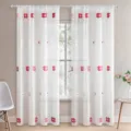 Elegantes cortinas blancas translúcidas con bordados de flores rojas decorativas - 132*244cm 一片装 / Blanco