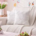 Cremeweißer Plüsch-Kissenbezug mit Hasenmuster, süßer Dekokissenbezug für das Sofa - 30*50cm Ohne Kern / Hase mit Stehohren / Weiß