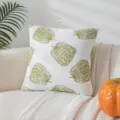 Decorative chenille throw pillow cover with green pumpkin embroidery patterns for sofa - 45*45cm Without Core / White Green