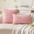 Soft pink plush sunflower embroidered pillow covers on a cozy white sofa - 45*45cm Without Core / Pink Sunflower