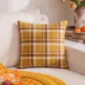 Fodera per cuscino a scacchi gialla autunnale per divano - 45*45cm Senza Anima / Quadri Giallo Marrone