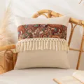 Κομψό vintage paisley ζακάρ κάλυμμα μαξιλαριού με φούντες και λεπτομέρεια κροσσιών - Ίσια Μονή Φούντα / 45*45cm Χωρίς Πυρήνα