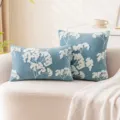 Floral embroidered blue velvet decorative pillow case for modern living room sofa decor - Pillowcase (Without Core) / 30x50cm / Blue Plum Blossom