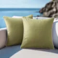 Waterproof olive green outdoor pillow cover set featuring elegant white piping decoration - 30*50cm / Grey Green