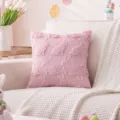 Gemütlicher rosa Plüsch-Kissenbezug mit 3D-Hasenmuster für die Sofa-Dekoration - 30*50cm Ohne Kern / Hase mit Stehohren / Rosa