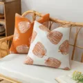 Soft chenille pumpkin throw pillow covers in orange and white for autumn home decor - 30*50cm Without Core / 2 Pcs/Set / Orange + White with Orange
